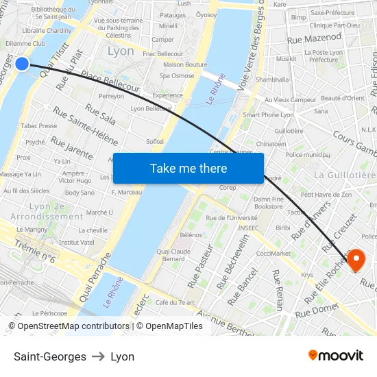 Saint-Georges to Lyon map