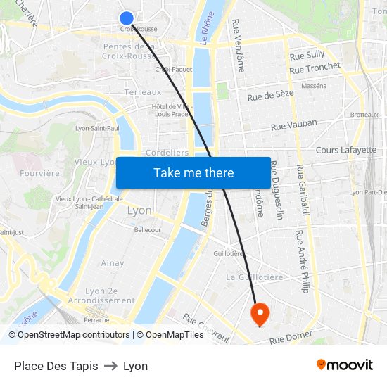 Place Des Tapis to Lyon map