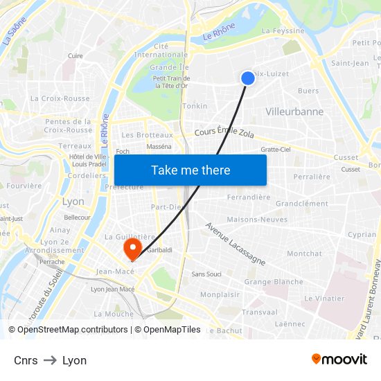 Cnrs to Lyon map