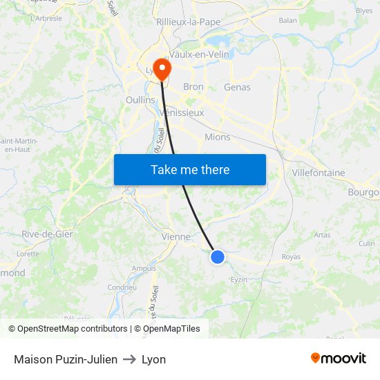 Maison Puzin-Julien to Lyon map