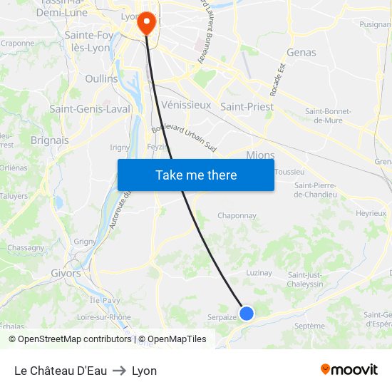 Le Château D'Eau to Lyon map