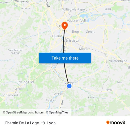 Chemin De La Loge to Lyon map