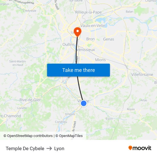 Temple De Cybele to Lyon map