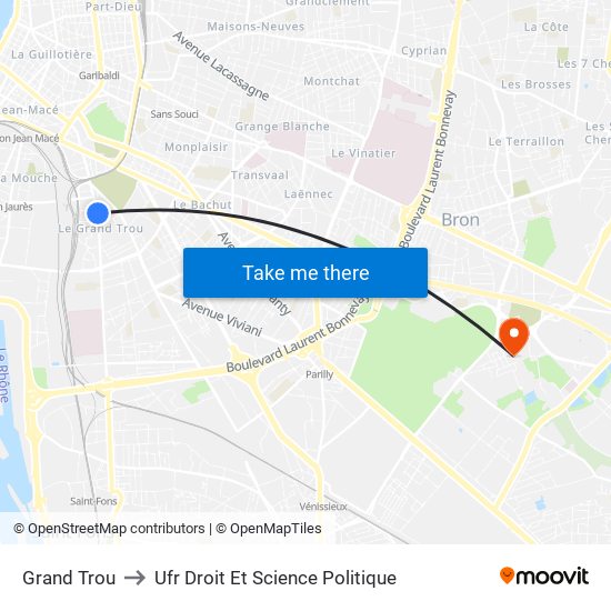 Grand Trou to Ufr Droit Et Science Politique map