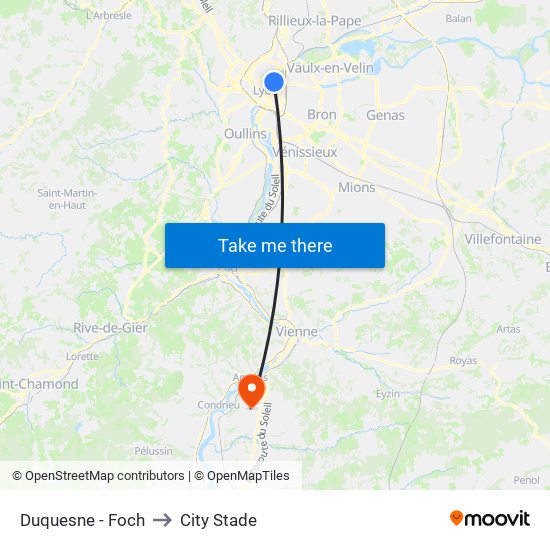 Duquesne - Foch to City Stade map