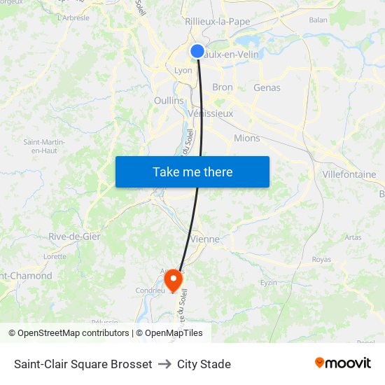 Saint-Clair Square Brosset to City Stade map