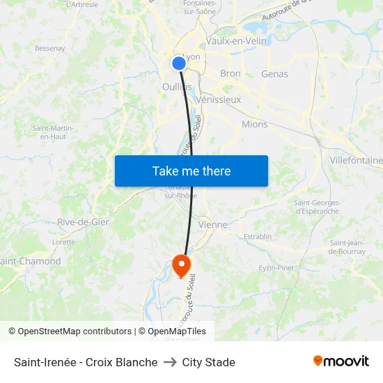 Saint-Irenée - Croix Blanche to City Stade map