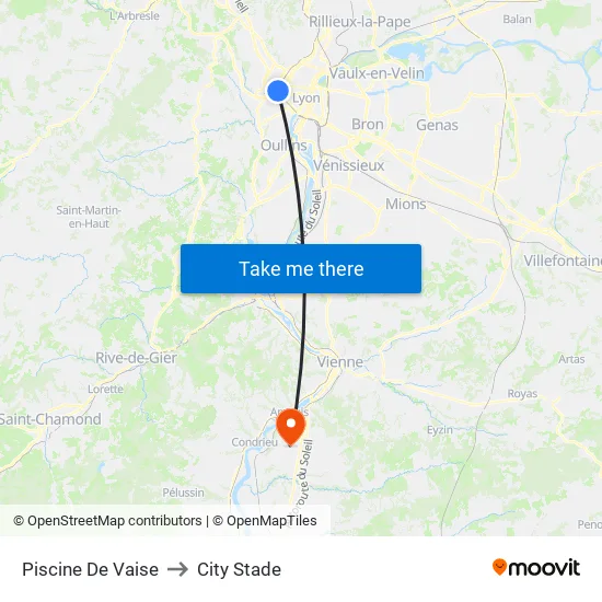 Piscine De Vaise to City Stade map