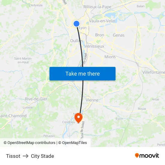 Tissot to City Stade map