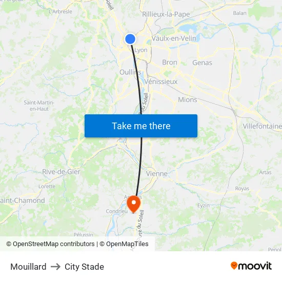 Mouillard to City Stade map
