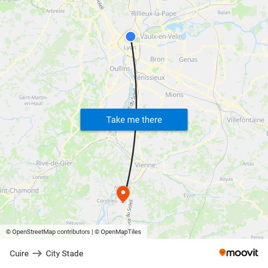 Cuire to City Stade map