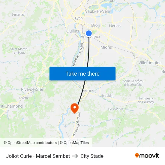 Joliot Curie - Marcel Sembat to City Stade map
