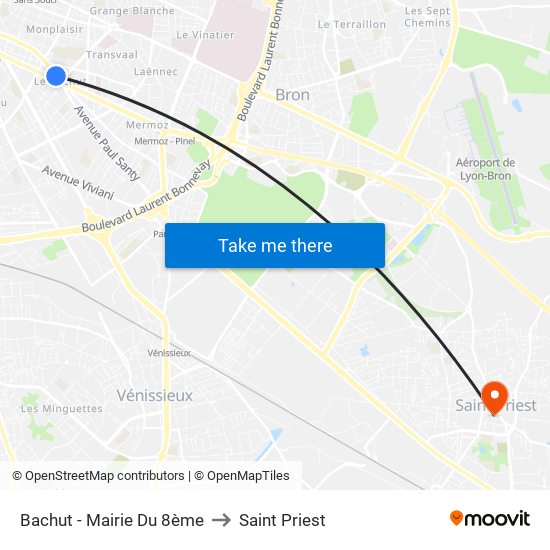 Bachut - Mairie Du 8ème to Saint Priest map
