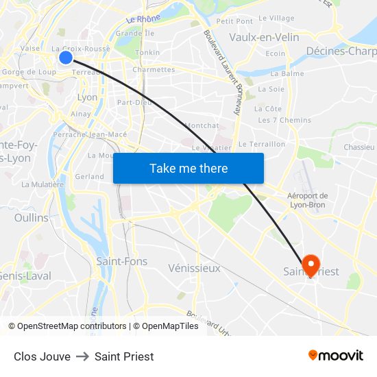 Clos Jouve to Saint Priest map