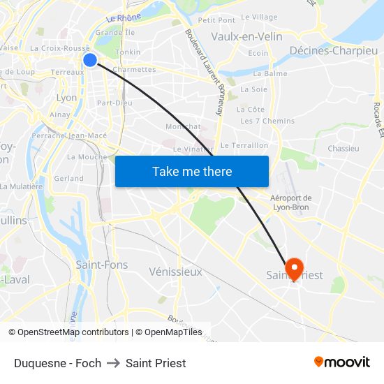 Duquesne - Foch to Saint Priest map