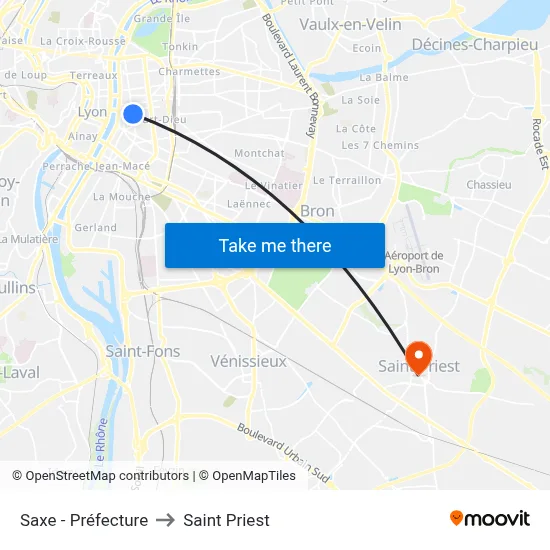 Saxe - Préfecture to Saint Priest map