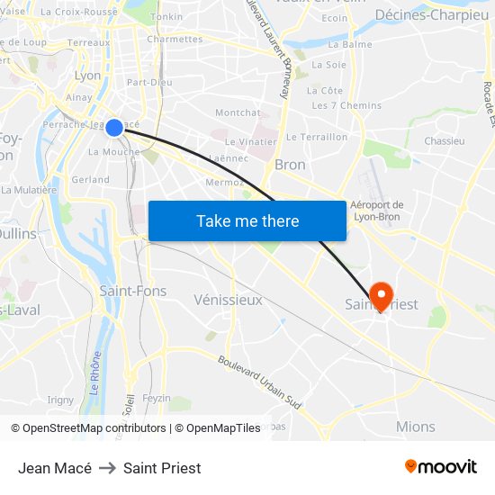 Jean Macé to Saint Priest map