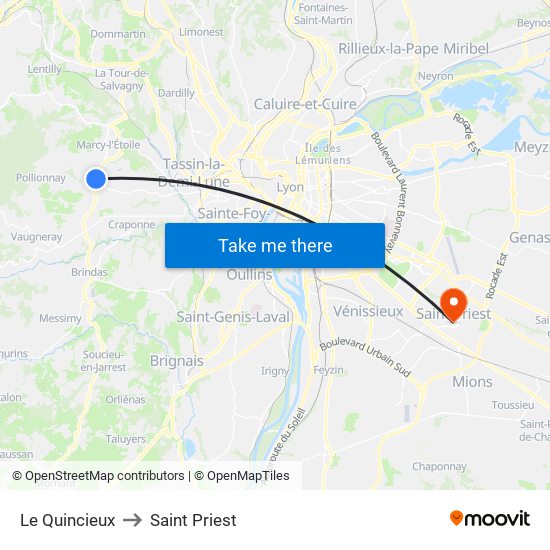 Le Quincieux to Saint Priest map