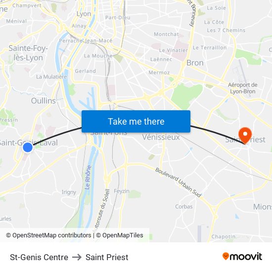 St-Genis Centre to Saint Priest map