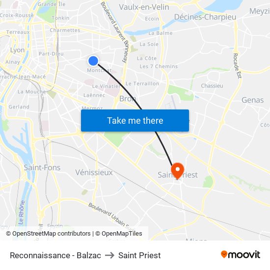 Reconnaissance - Balzac to Saint Priest map