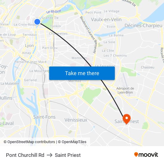 Pont Churchill Rd to Saint Priest map