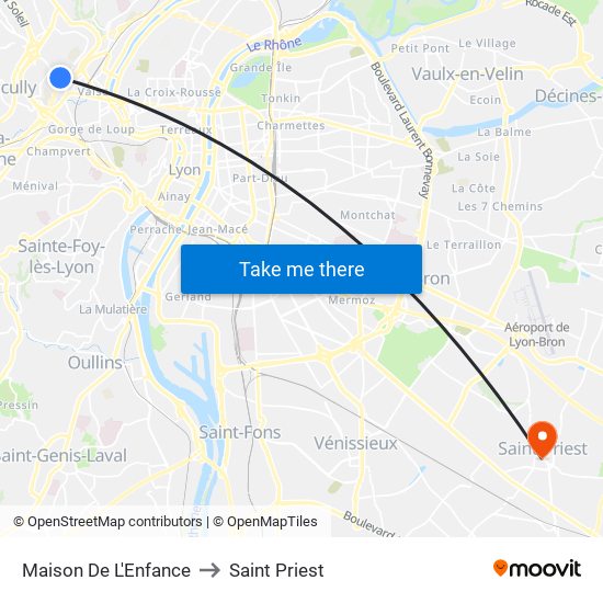 Maison De L'Enfance to Saint Priest map
