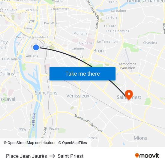 Place Jean Jaurès to Saint Priest map