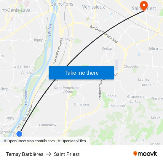 Ternay Barbières to Saint Priest map