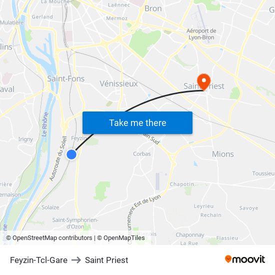 Feyzin-Tcl-Gare to Saint Priest map