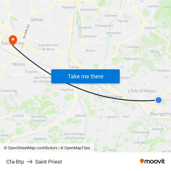 Cfa-Btp to Saint Priest map