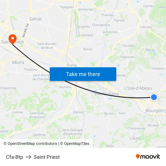Cfa-Btp to Saint Priest map