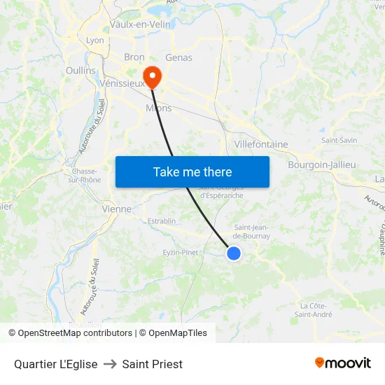Quartier L'Eglise to Saint Priest map
