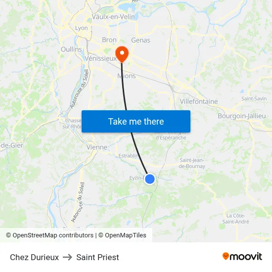 Chez Durieux to Saint Priest map