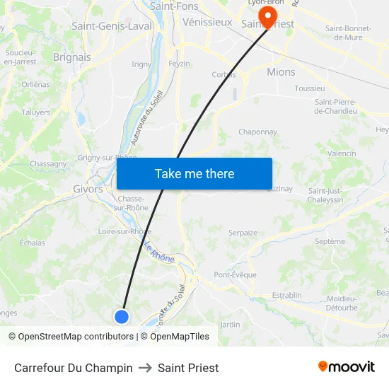 Carrefour Du Champin to Saint Priest map