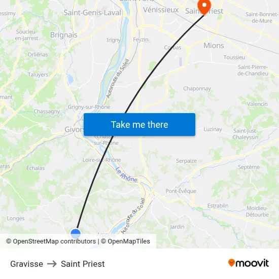 Gravisse to Saint Priest map