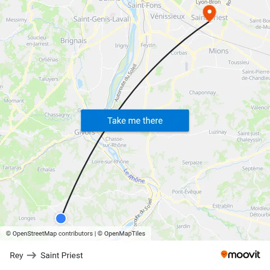 Rey to Saint Priest map