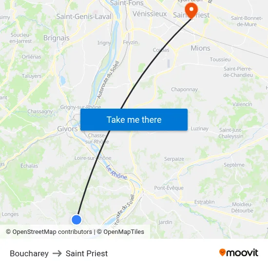 Boucharey to Saint Priest map