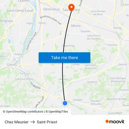 Chez Meunier to Saint Priest map