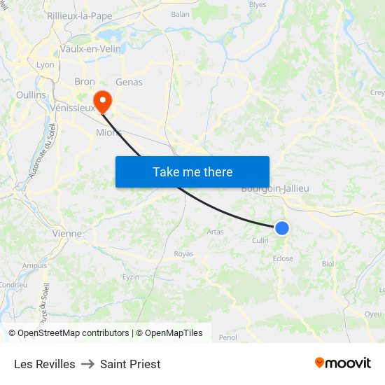 Les Revilles to Saint Priest map