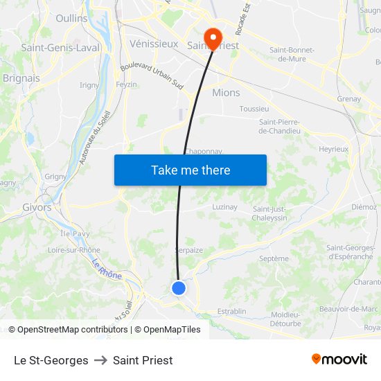 Le St-Georges to Saint Priest map