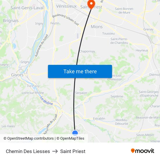 Chemin Des Liesses to Saint Priest map