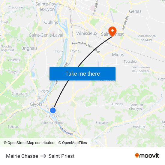 Mairie Chasse to Saint Priest map