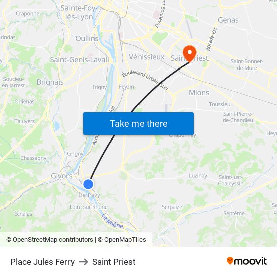 Place Jules Ferry to Saint Priest map