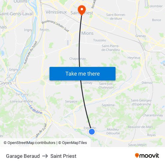 Garage Beraud to Saint Priest map