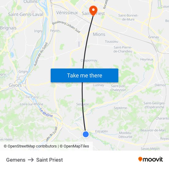 Gemens to Saint Priest map