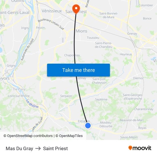Mas Du Gray to Saint Priest map
