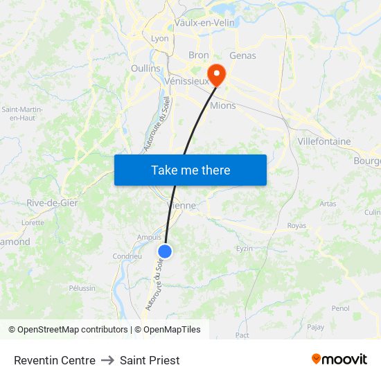 Reventin Centre to Saint Priest map
