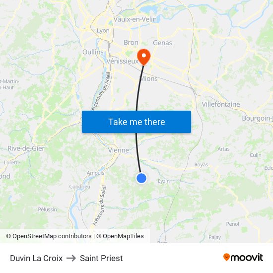 Duvin La Croix to Saint Priest map
