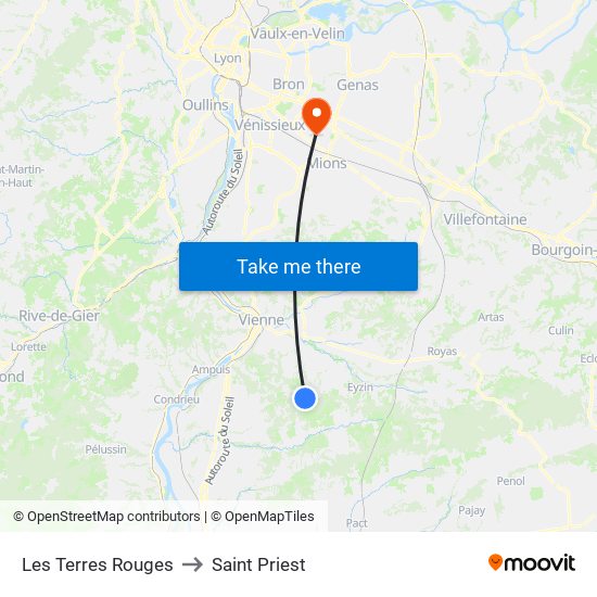 Les Terres Rouges to Saint Priest map