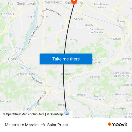 Malatra Le Marciat to Saint Priest map